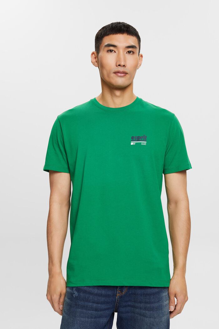 Jersey T-shirt with a retro logo print, EMERALD GREEN, detail image number 0