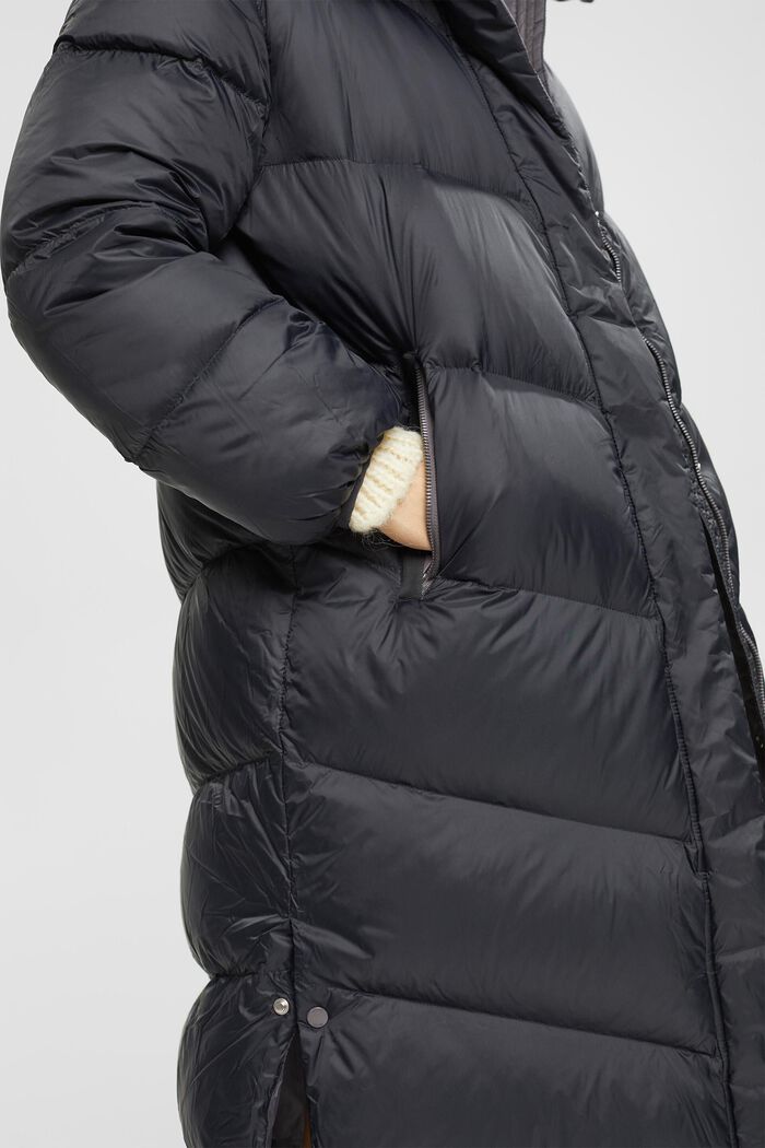 Quilted coat with recycled down filling, BLACK, detail image number 0