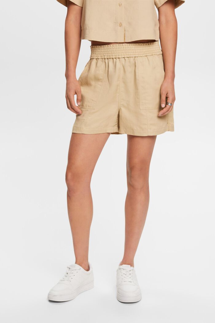 Pull-on shorts, linen blend, SAND, detail image number 0