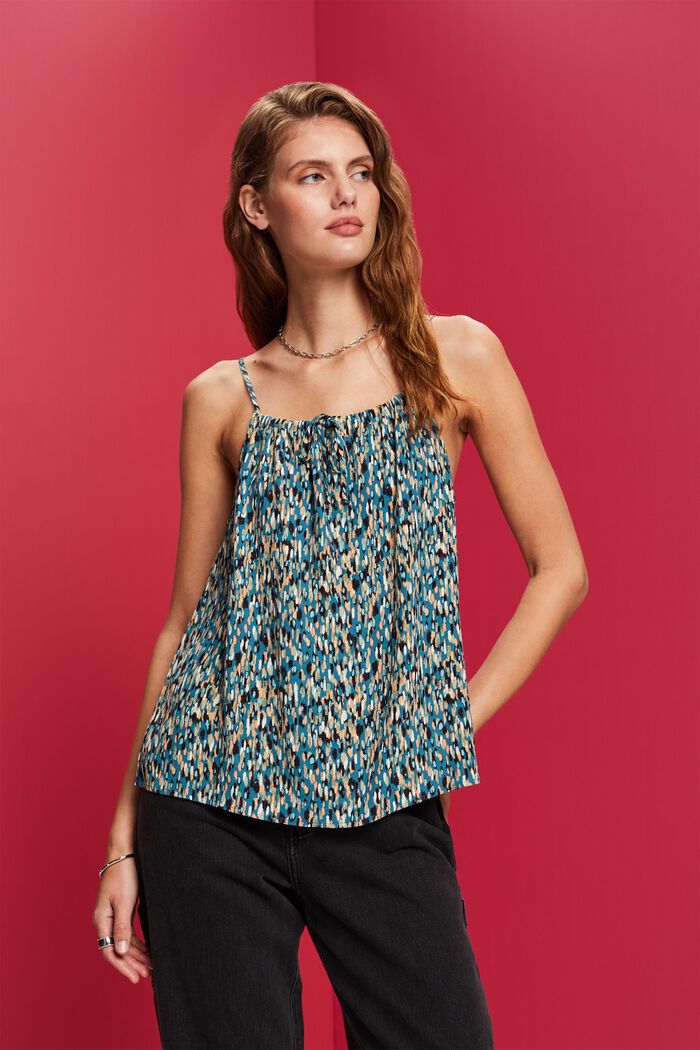 Strappy top with all-over print, TURQUOISE, detail image number 0