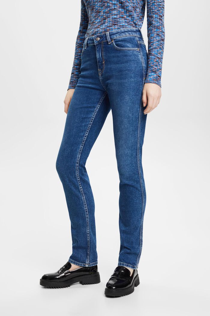 High-rise straight leg jeans, BLUE MEDIUM WASHED, detail image number 0