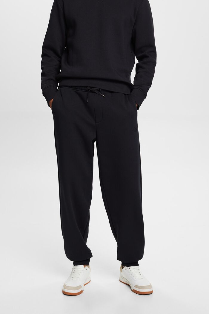 Joggers with logo stitching, BLACK, detail image number 0