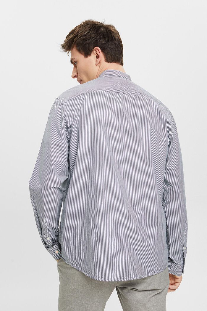 Pinstripe cotton shirt with mandarin collar, NAVY, detail image number 3