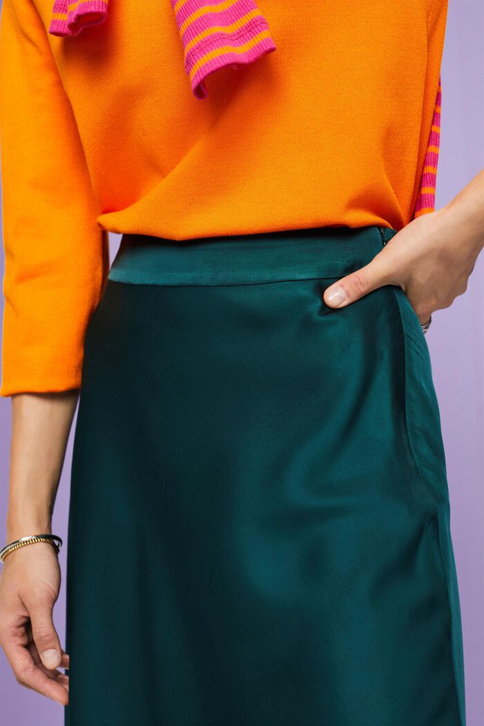 Satin Midi Skirt, EMERALD GREEN, detail image number 2