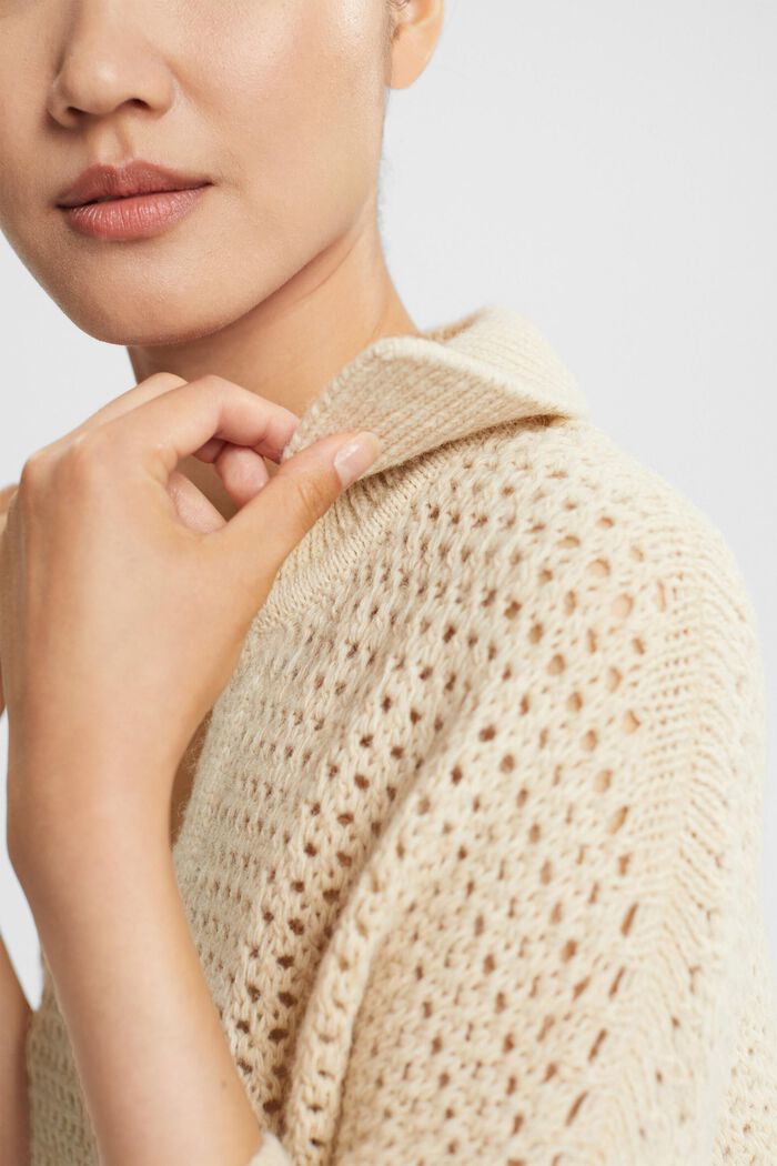 Alpaca blend: textured knit jumper, CREAM BEIGE, detail image number 2