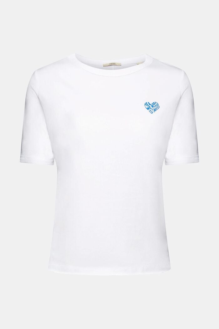 Cotton t-shirt with heart-shaped logo, WHITE, detail image number 7