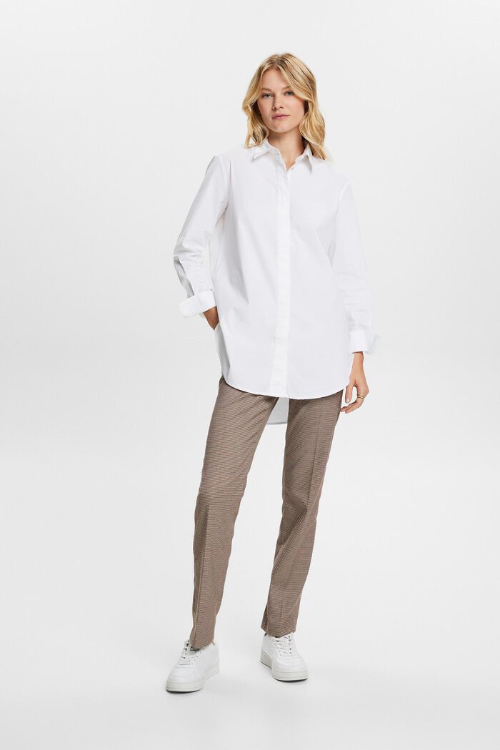 Oversized Cotton Poplin Shirt, WHITE, detail image number 4