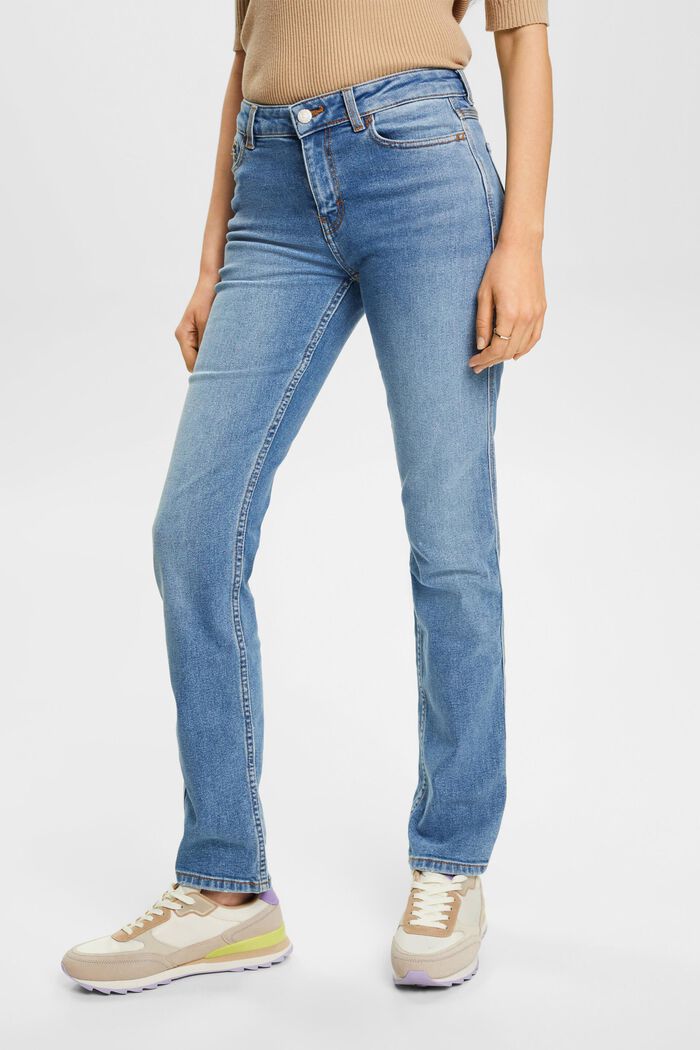 High-rise straight leg jeans, BLUE LIGHT WASHED, detail image number 0