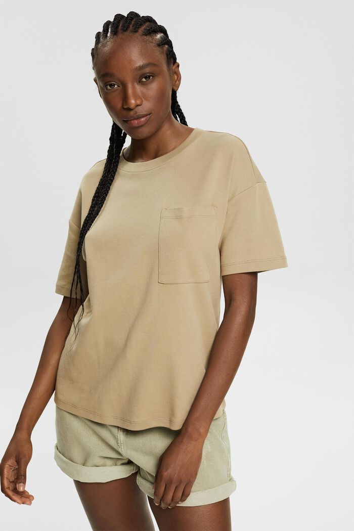 T-shirt with a breast pocket, PALE KHAKI, detail image number 0