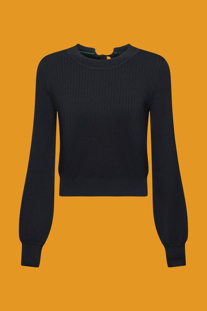 Crewneck colour block jumper, BLACK, detail image number 6