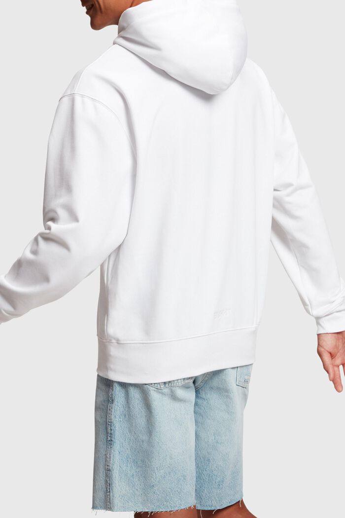 Denim Not Denim placement indigo print hoodie​, WHITE, detail image number 2