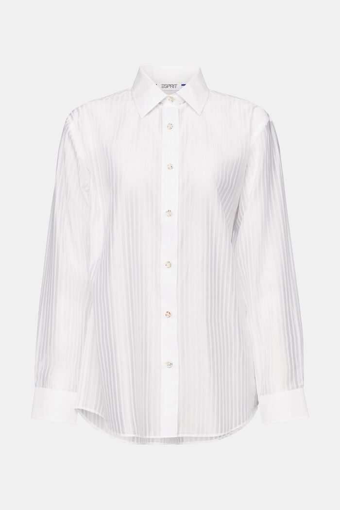 Sheer Striped Button-Up Shirt, WHITE, detail image number 6