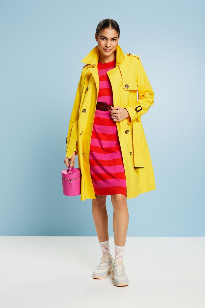 Belted Double-Breasted Trench Coat, YELLOW, detail image number 1