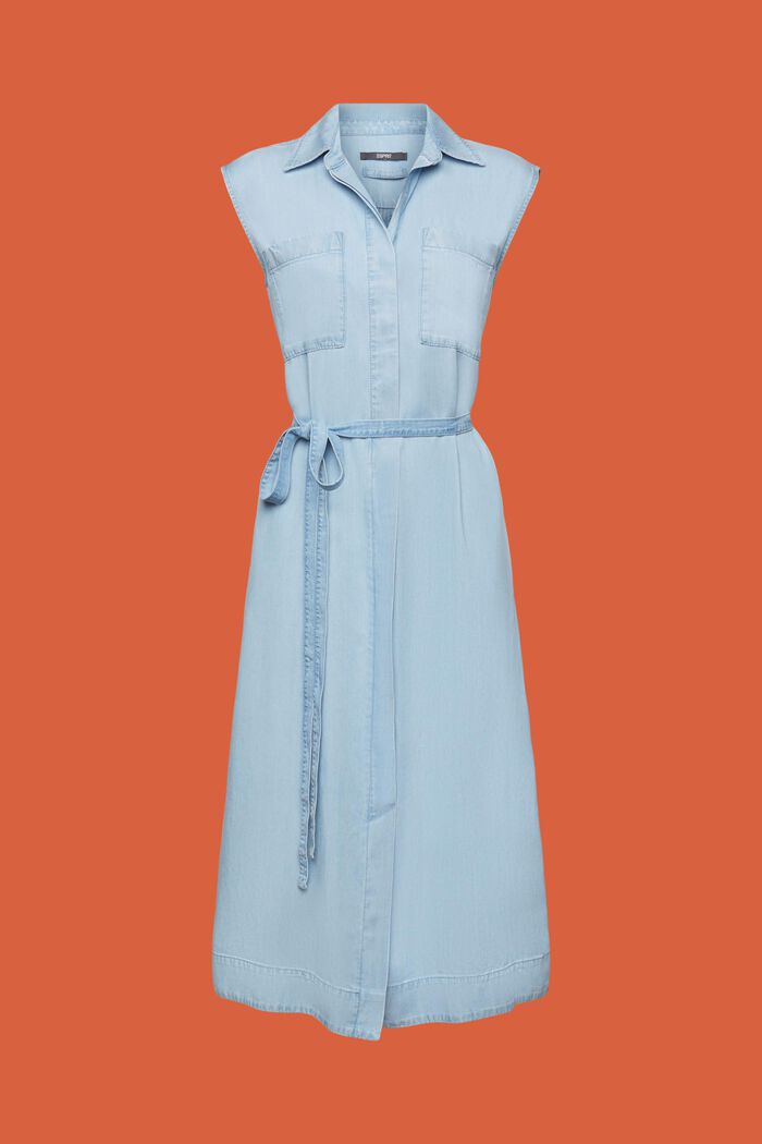 Belted, denim-looking shirt dress, TENCEL™, BLUE LIGHT WASHED, detail image number 5