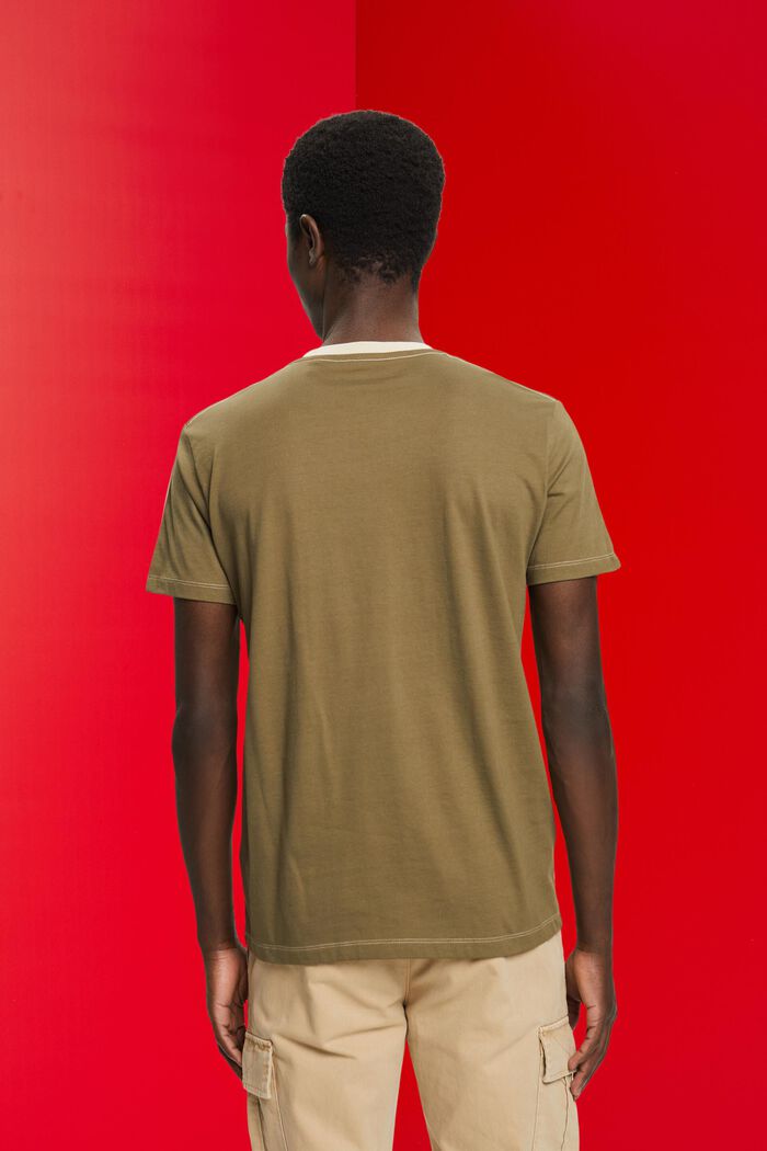 Two-tone cotton T-shirt, LIGHT TAUPE, detail image number 3