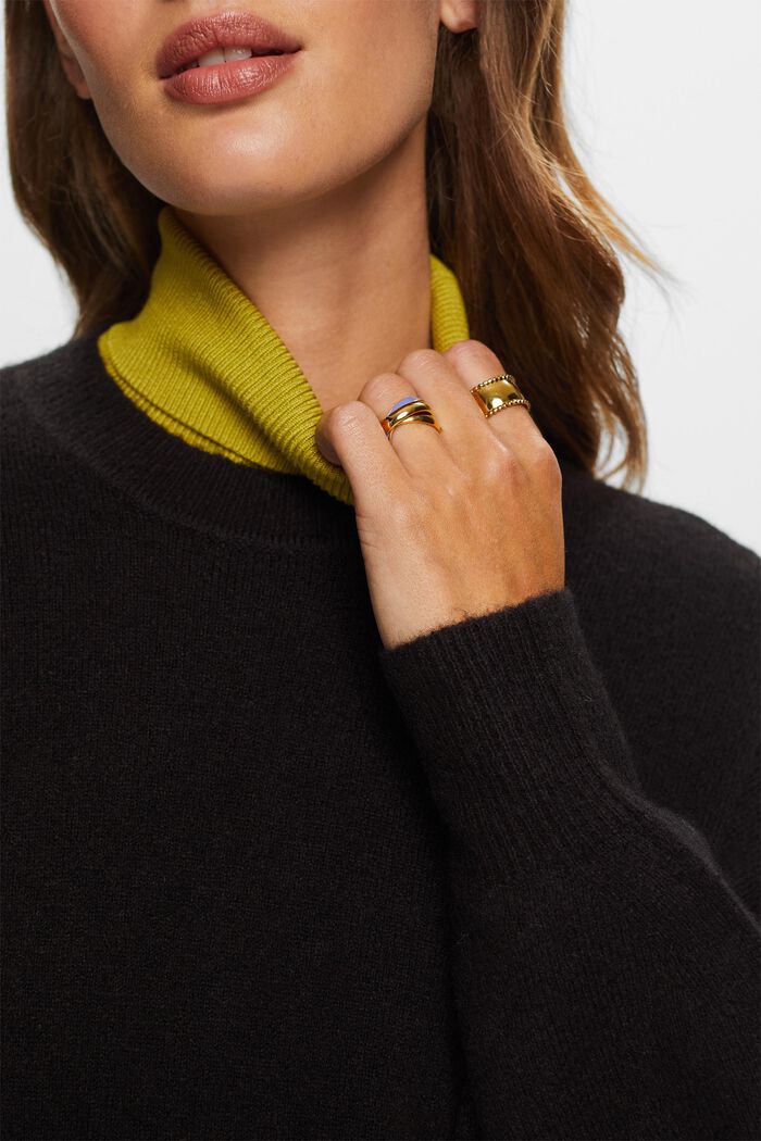 Knit Blouson Sleeve Sweater, BLACK, detail image number 2