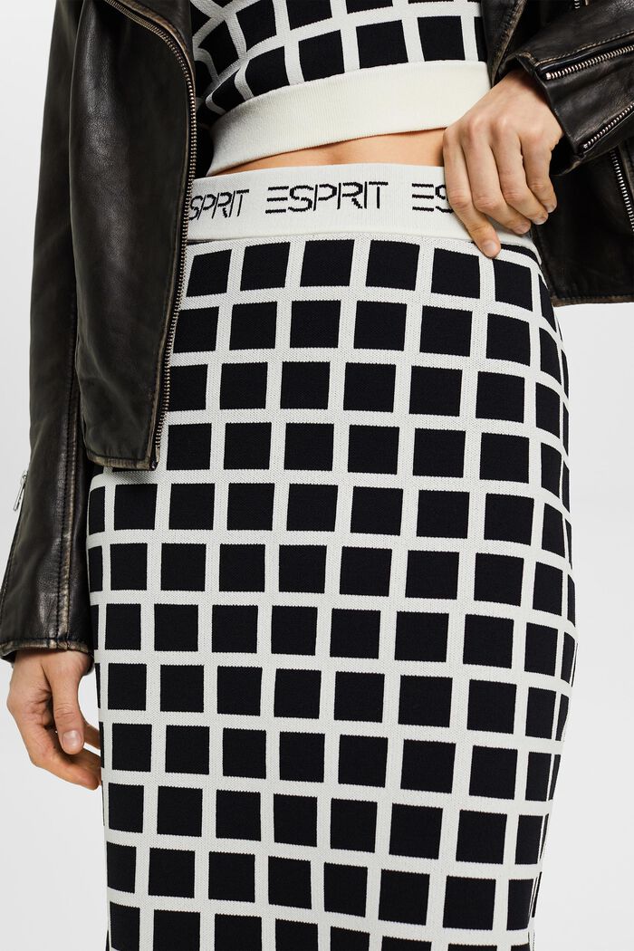 Logo Jacquard Midi Skirt, BLACK, detail image number 2