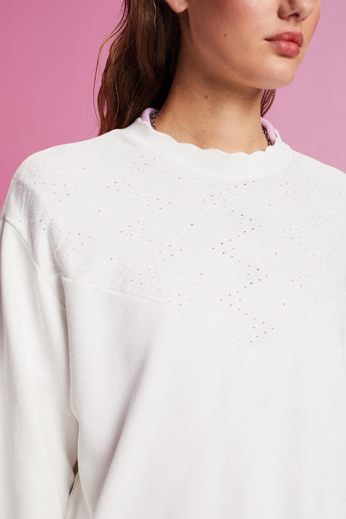 Sweatshirt with embroidery, OFF WHITE, detail image number 2