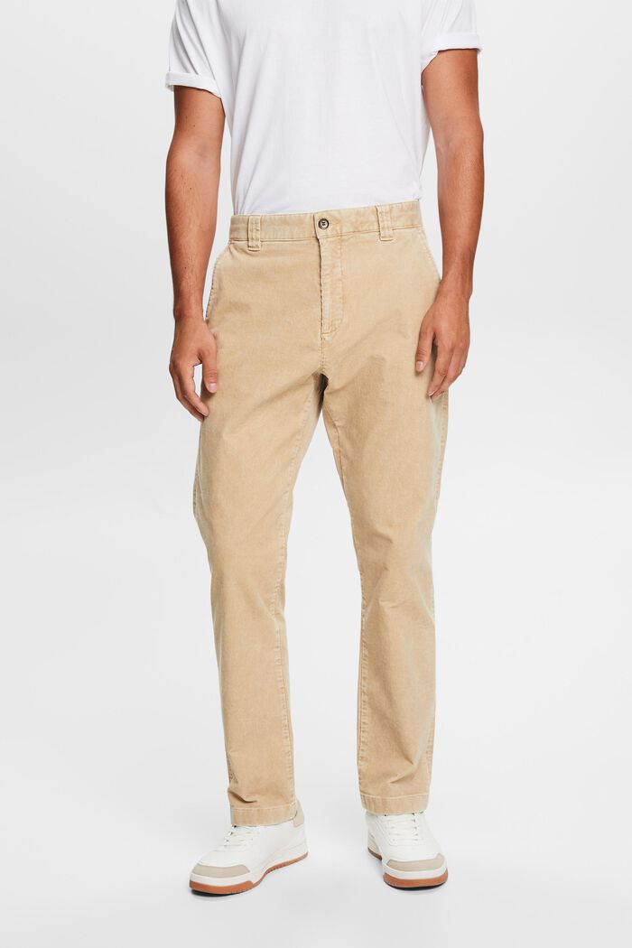Straight Fit Corduroy Trousers, SAND, detail image number 0