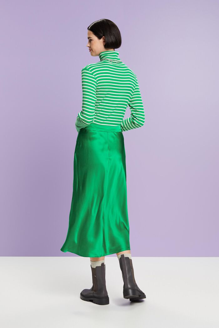 Silk Midi Skirt, GREEN, detail image number 4