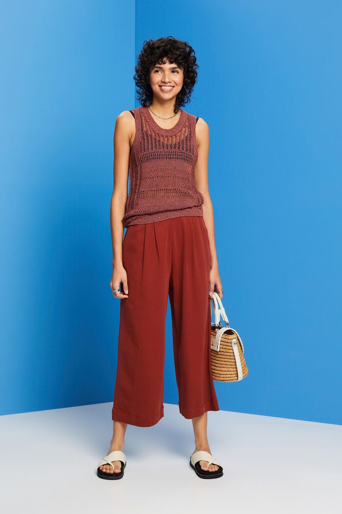 Cropped jersey trousers, 100% cotton, TERRACOTTA, detail image number 1