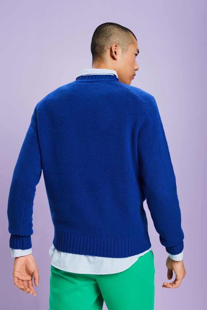 Chunk Knit Wool-Cashmere Sweater, BRIGHT BLUE, detail image number 4