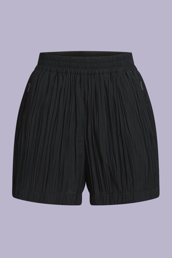 Pleated High-Rise Shorts, BLACK, detail image number 6
