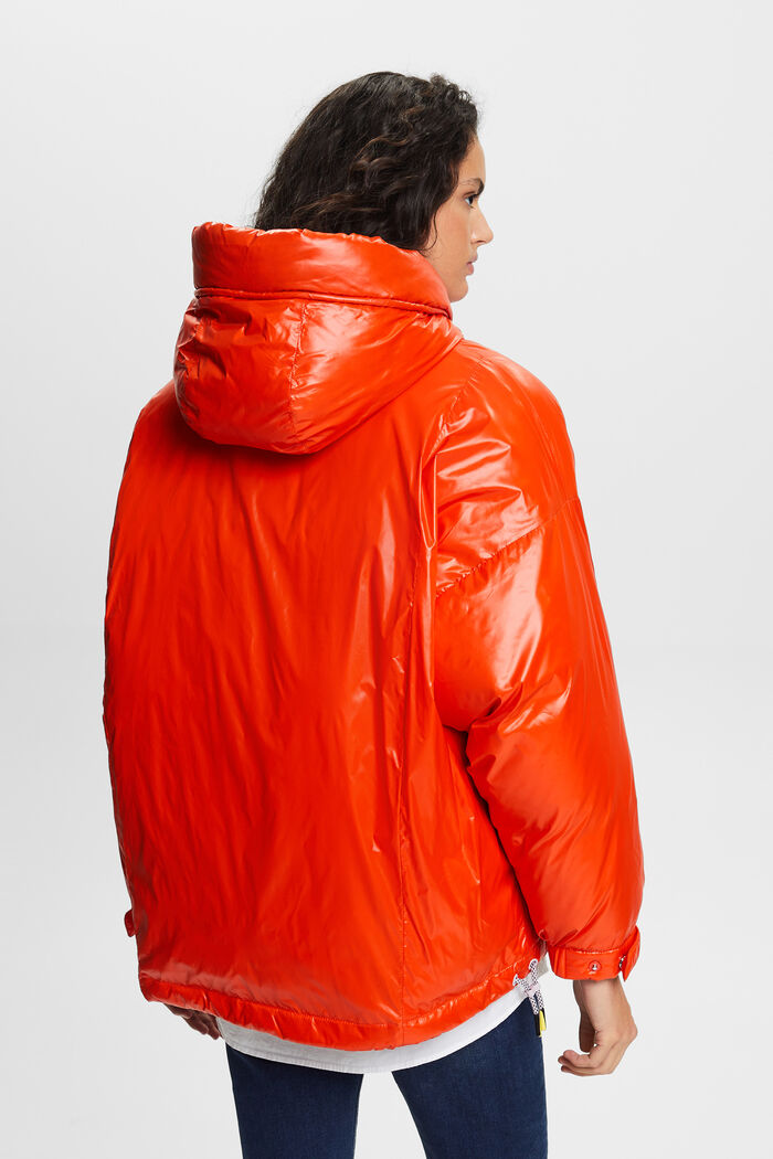 Recycled: puffer jacket with down, BRIGHT ORANGE, detail image number 3