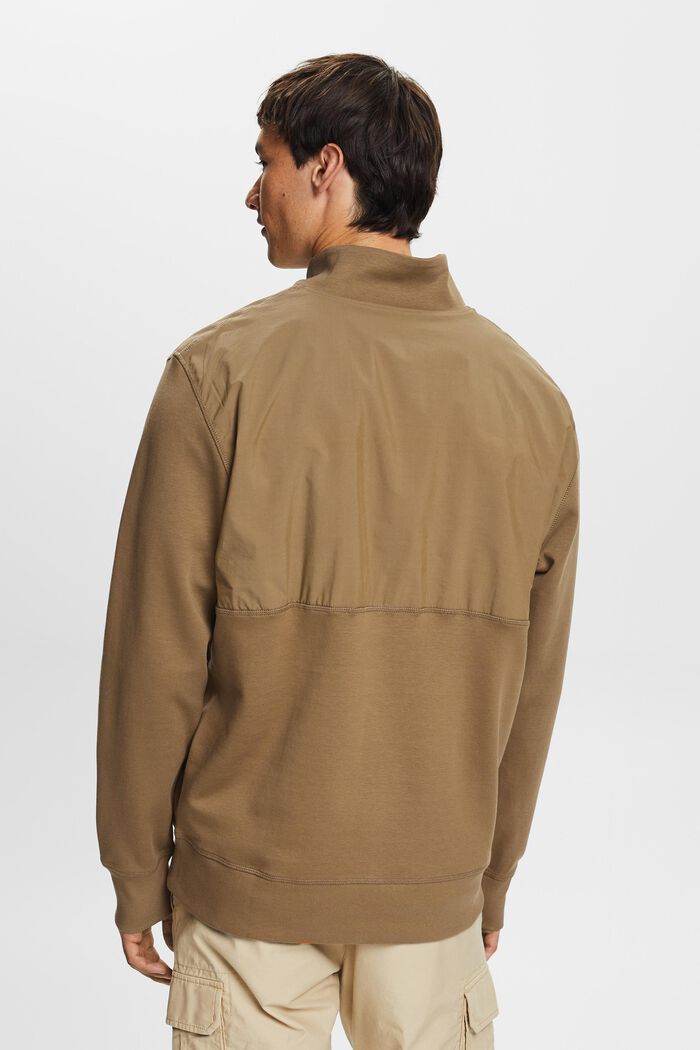 Mixed material half-zip sweatshirt, BARK, detail image number 3