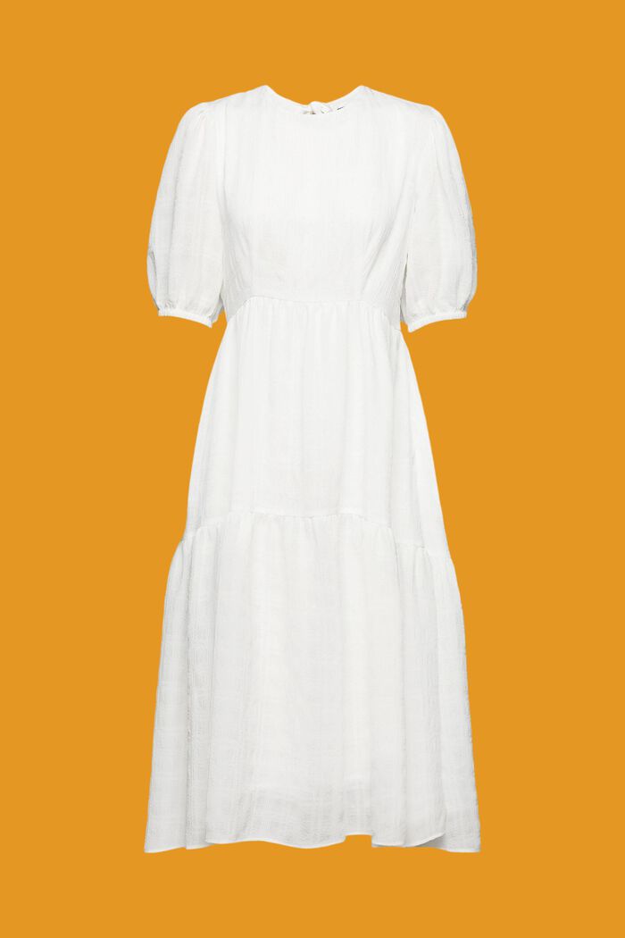 Lightweight midi dress with balloon sleeves, OFF WHITE, detail image number 5