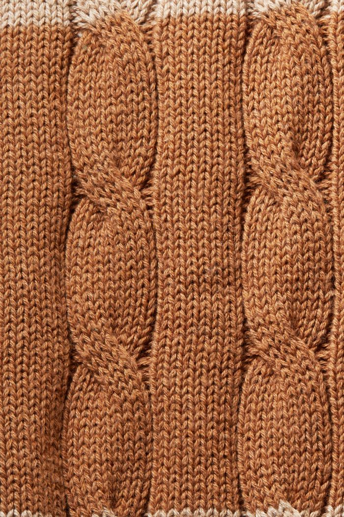 Striped Dolphin Logo Cable Knit Sweater, SAND, detail image number 5