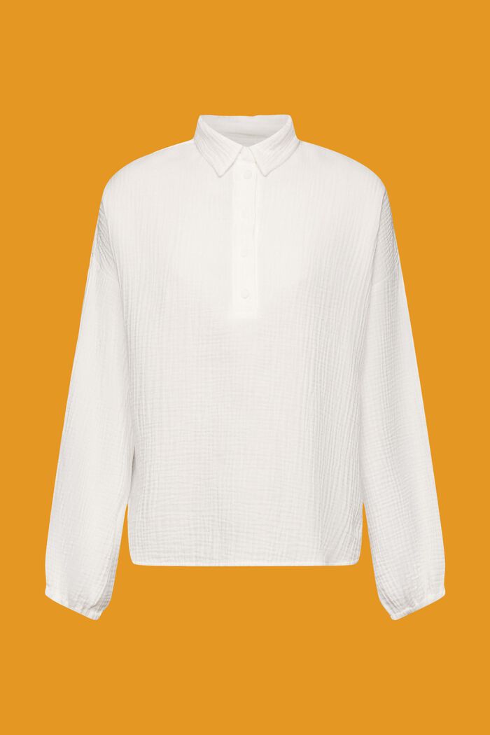 Textured cotton blouse, WHITE, detail image number 5