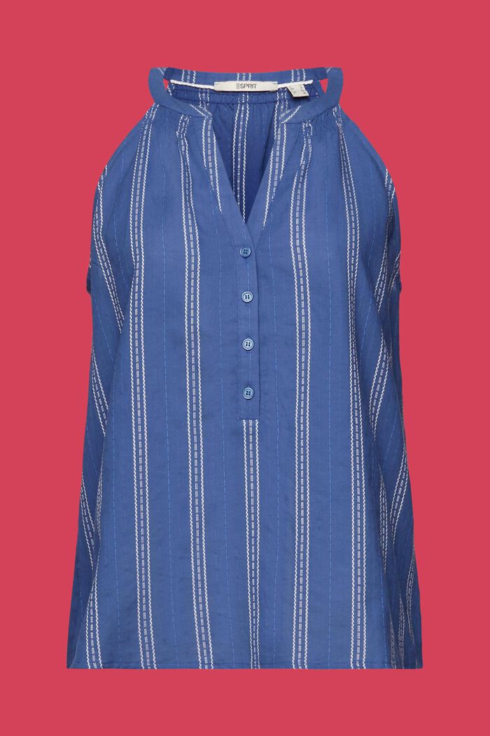 Sleeveless striped blouse, 100% cotton, INK, detail image number 6