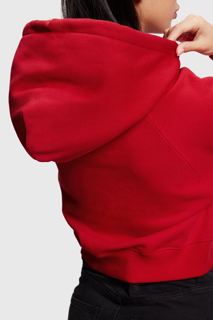 Cropped logo hoodie, ORANGE RED, detail image number 3