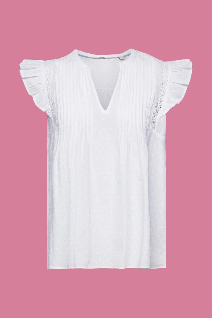 Swiss dot sleeveless blouse, 100% cotton, WHITE, detail image number 6