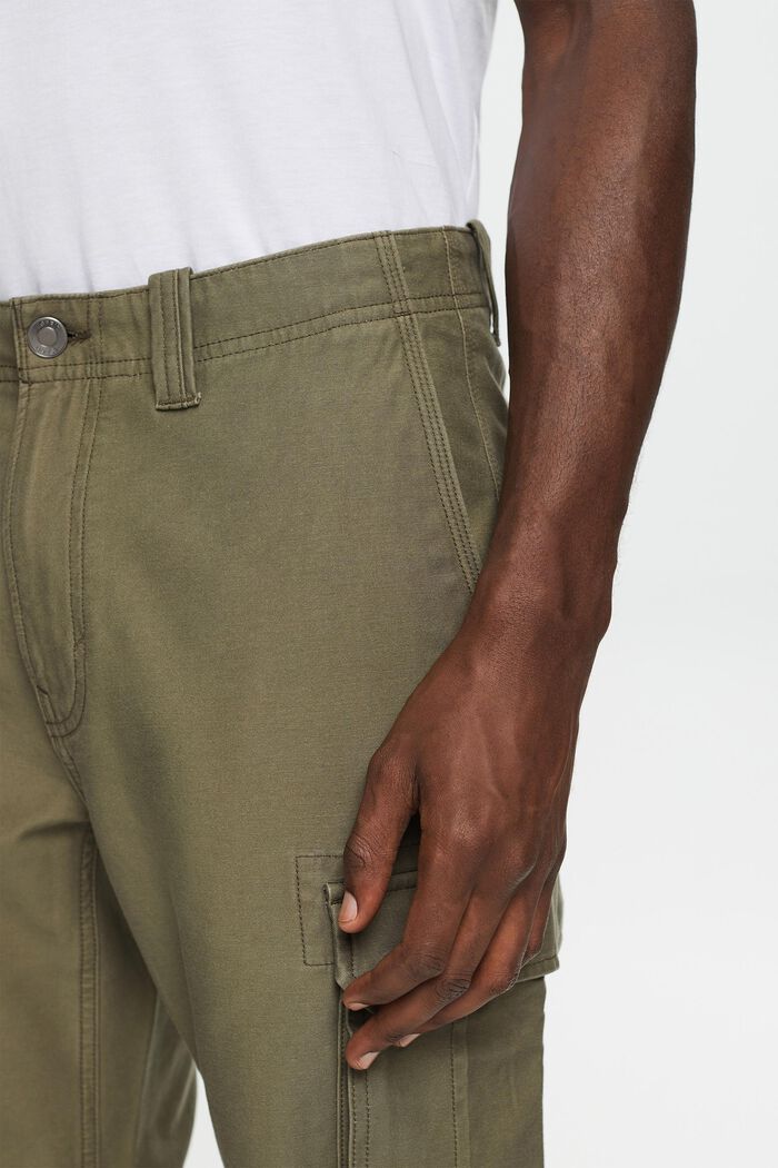 Washed cargo trousers, 100% cotton, KHAKI GREEN, detail image number 2
