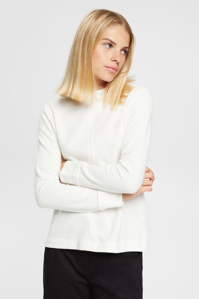 Stand-up collar sweatshirt, cotton blend, OFF WHITE, detail image number 0