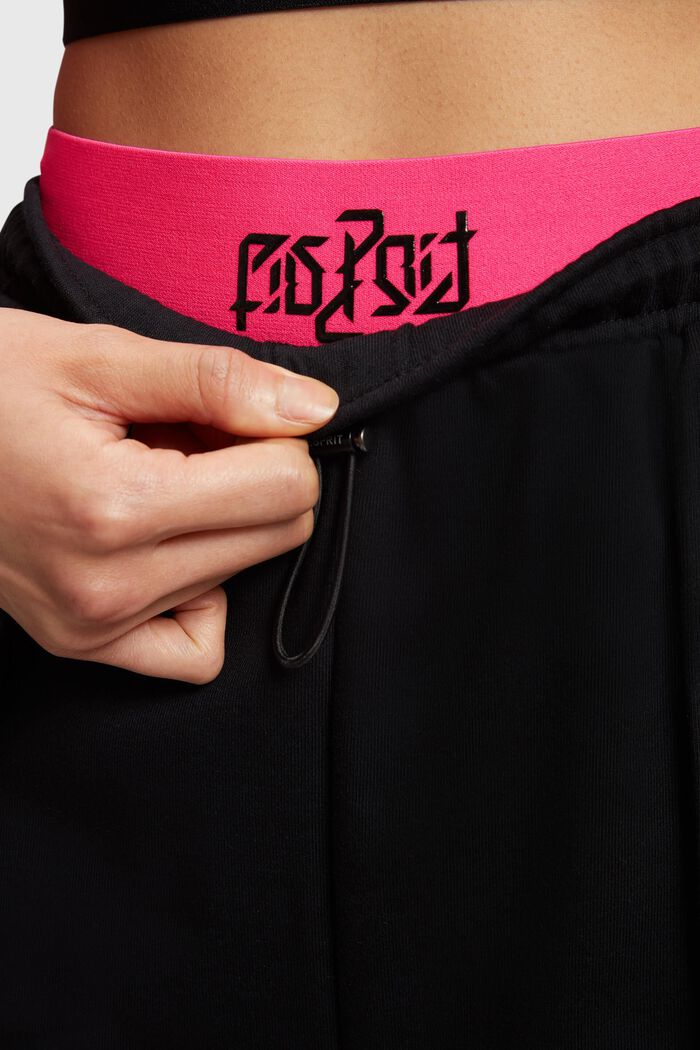 Double Waistband Relaxed Sweat Shorts, BLACK, detail image number 0