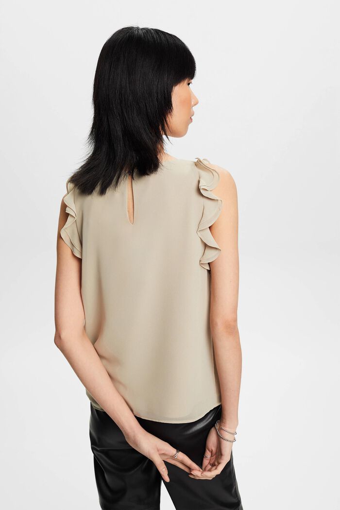 Chiffon blouse with ruffles, DUSTY GREEN, detail image number 3