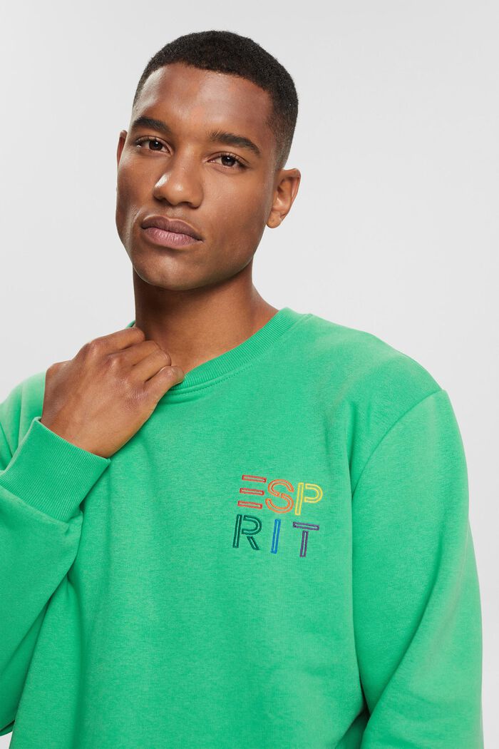 Sweatshirt with a colourful embroidered logo, GREEN, detail image number 4