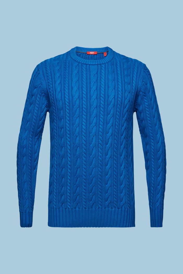Cotton Cable Knit Jumper, DARK BLUE, detail image number 6