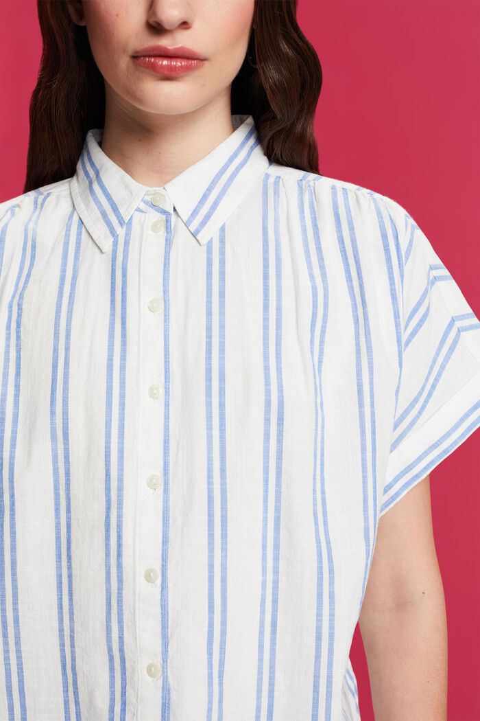 Striped short-sleeve blouse, 100% cotton, OFF WHITE, detail image number 2