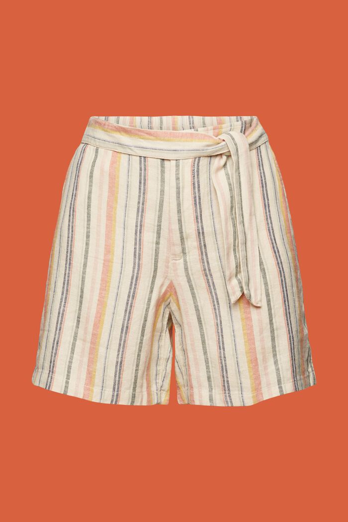 Striped shorts, linen blend, SAND 3, detail image number 6