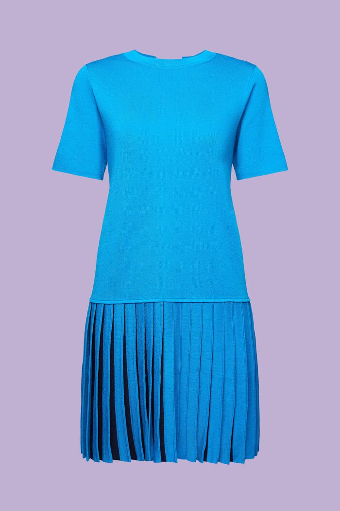 Pleated T-Shirt Mini Dress, BLUE, detail image number 6