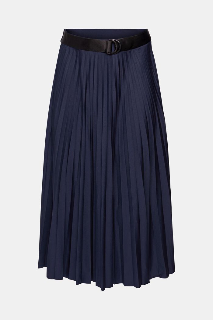 Pleated skirt with belt, NAVY, detail image number 8