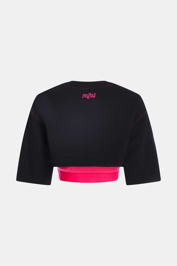 2-in-1 Neon Pop Print Logo Cropped Sweat Set, BLACK, detail image number 7