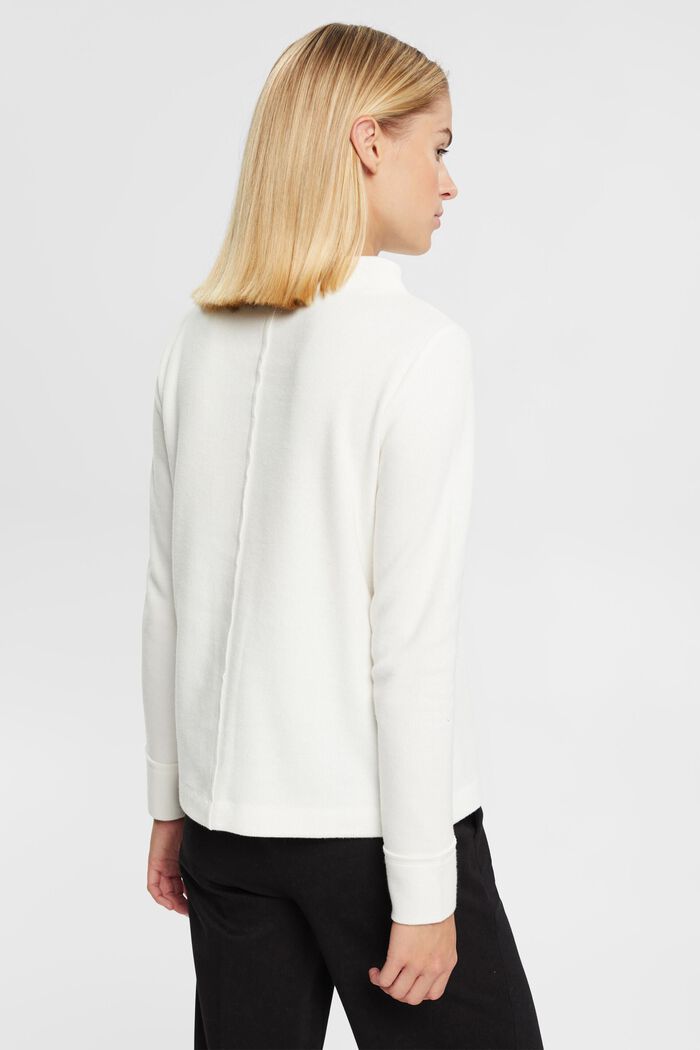 Stand-up collar sweatshirt, cotton blend, OFF WHITE, detail image number 3