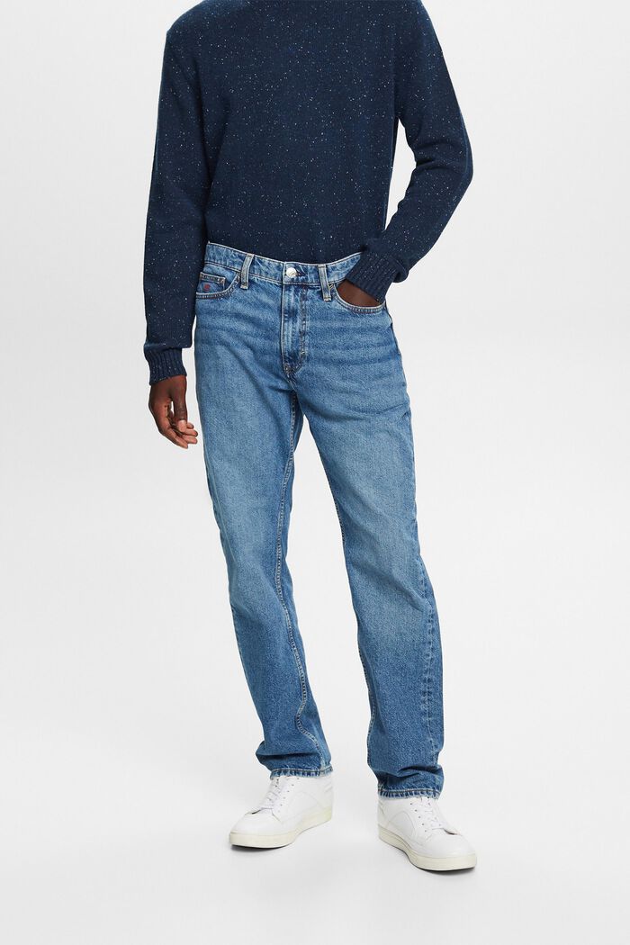 Mid-Rise Straight Jeans, BLUE MEDIUM WASHED, detail image number 1