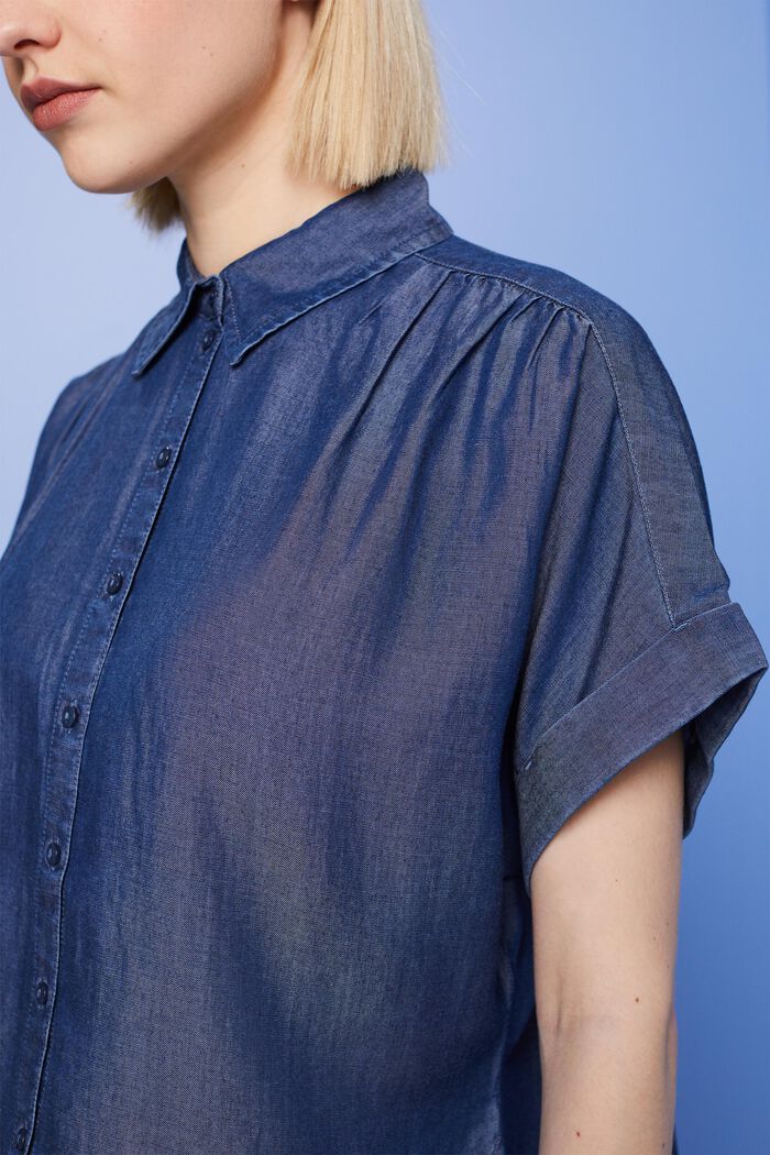 Oversized shirt blouse, TENCEL™, BLUE DARK WASH, detail image number 2