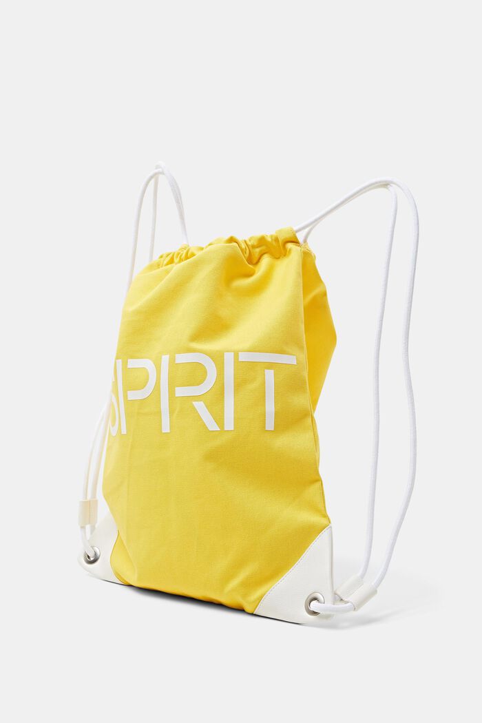 Cotton Canvas Logo Drawstring Backpack, YELLOW, detail image number 2